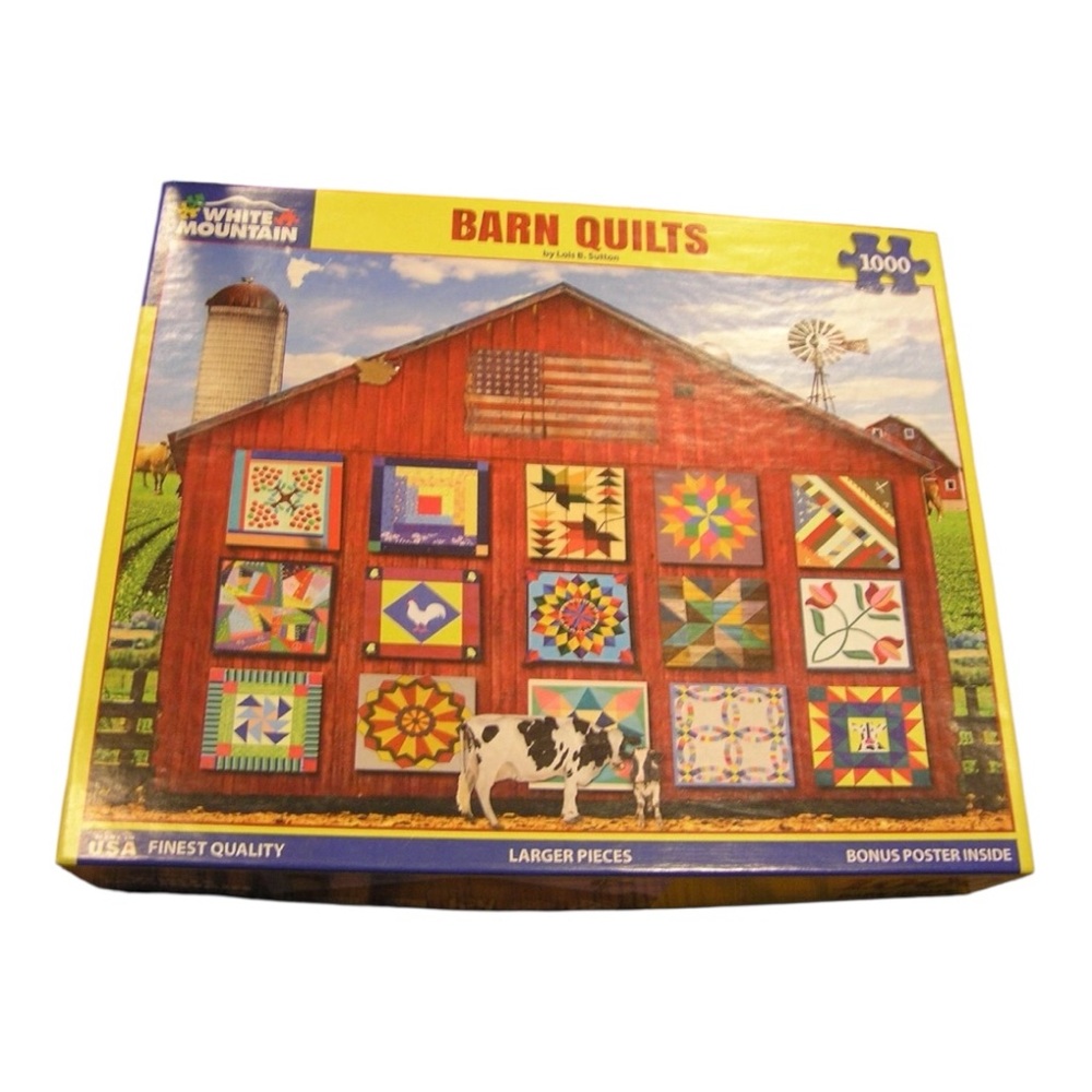 White Mountain 1000 Pc Jigsaw Puzzle #1470 BARN QUILTS Lois B Sutton LN